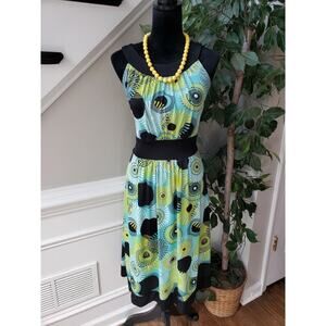 Metrowear Knee Length Dress Women's Small Multi Floral Halter Belted Sleeveless